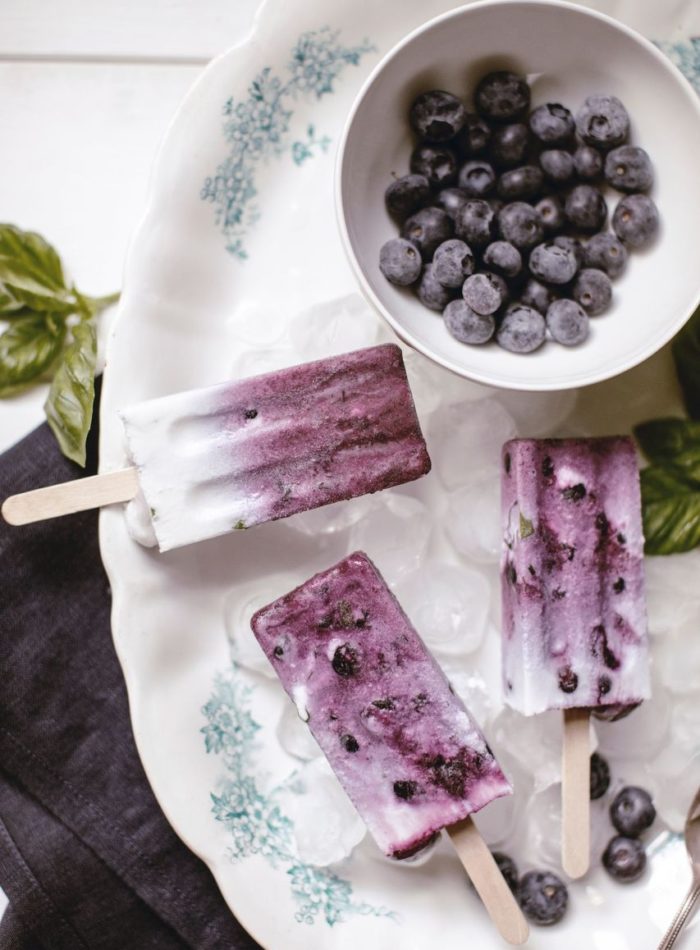 blueberry basil popsicles by heirloomed