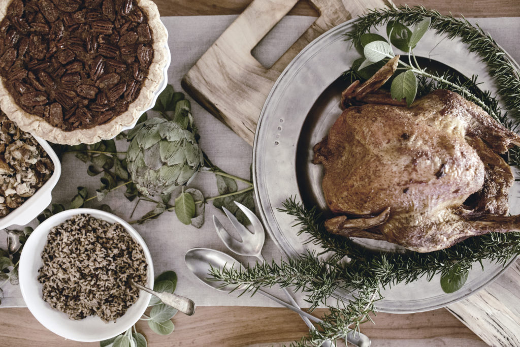 set a meaningful table with a roasted turkey