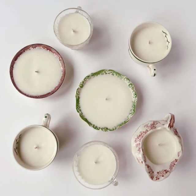 Our vintage vessel candles are stocked in our holiday scent! Burn the holiday inspired vessel during this season, then enjoy the vintage piece in your home for years to come.  #vintage #candles #heirloomed