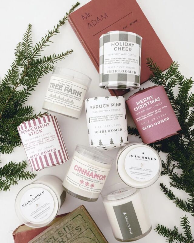 The last of our holiday collection candles for the season. Stock up on teachers, friends, hostess gifts & more traditional, classic scents of the season. Peppermint, Fraser fir, cinnamon & gingerbread 🎅🏻🎁🎄