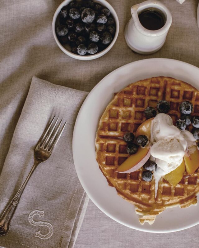 Did you catch my story behind this recipe in my cookbook? Grandma’s Waffles & IceMilk. It’s one of my favorites.

Growing up, my grandparents lived in South Florida. We would drive down to visit them and each time my grandmother would make a special dinner for my sister and I, waffles and IceMilk. 

Breakfast for dinner, if you will, but only in a way a grandparent would allow. The meal consisted of homemade waffles, topped with ice milk, ( what we today call frozen yogurt) and sliced fresh fruit like peaches, blueberries, and strawberries. All covered in a drizzle of pure maple syrup.

She had fresh fruit trees like grapefruit and limes, growing in her yard , and we would pick fruits in the mornings and then scamper  barefoot over a mound of seashells to spend a bit of time at the beach in the afternoon, followed by an evening of her reading us another chapter of Little Women, cross, stitching on a tiny hoop or playing gin, or rummy cube together at the table.

When I first started my company back in 2006, you may recall a quirky, original name of IceMilk Aprons. We later rebranded to a Heirloomed because it was truly the family heirloom. That was the root of our business but that is the story of the waffles and how we became IceMilk Aprons back in the day .
