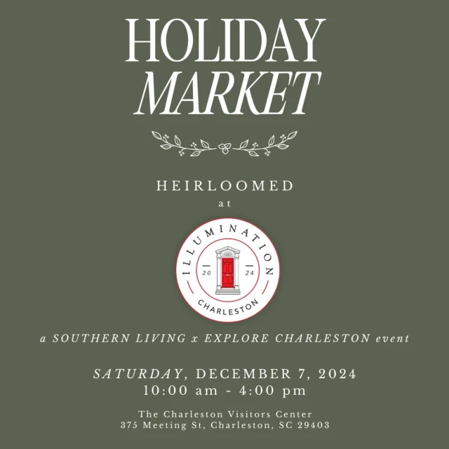 The fun continues! Join us tomorrow for a special book signing & shopping event at one of my very favorites holiday markets, hosted by @southernlivingmag x @explorecharleston. Illumination Charleston is from 10am-4pm, featuring a fabulous vendor market to shop, along with a whole day of events from SL editors, chefs, florists, and other talented Southerns sharing their crafts through demonstrations. Such a fun event and we are so thankful to be a part of it again this year 🤍🤍🎄