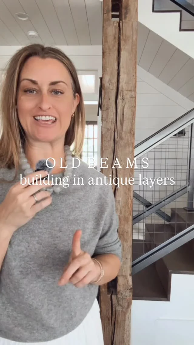 I get asked a lot if our home is old or historic and the answer is no. 

Today I’m sharing some insights into layering your home with antique pieces whether you are building them in structurally like these 200+ year-old wooden beams or adding in layers on top of what’s already there like a hutch a mirror or a rug. No matter the space there are so many ways to make your home feel old and layered and storied.