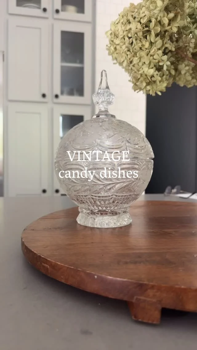 Our  V I N T A G E  candy dishes are up as an evergreen item in our vintage shop, always restocking, no two the same.

Growing up, I alway remember one on the counter filled with the same candy. Butter Mints or Spiced Gumdrops at my grandma’s. Reese’s Pieces at my stepmoms, Whether’s Originals  or York Peppermint Patties at Shane’s granny’s house. Or switching it out with seasonal candies during the holidays. 

What memories do you have with the candy dish growing up ❤️